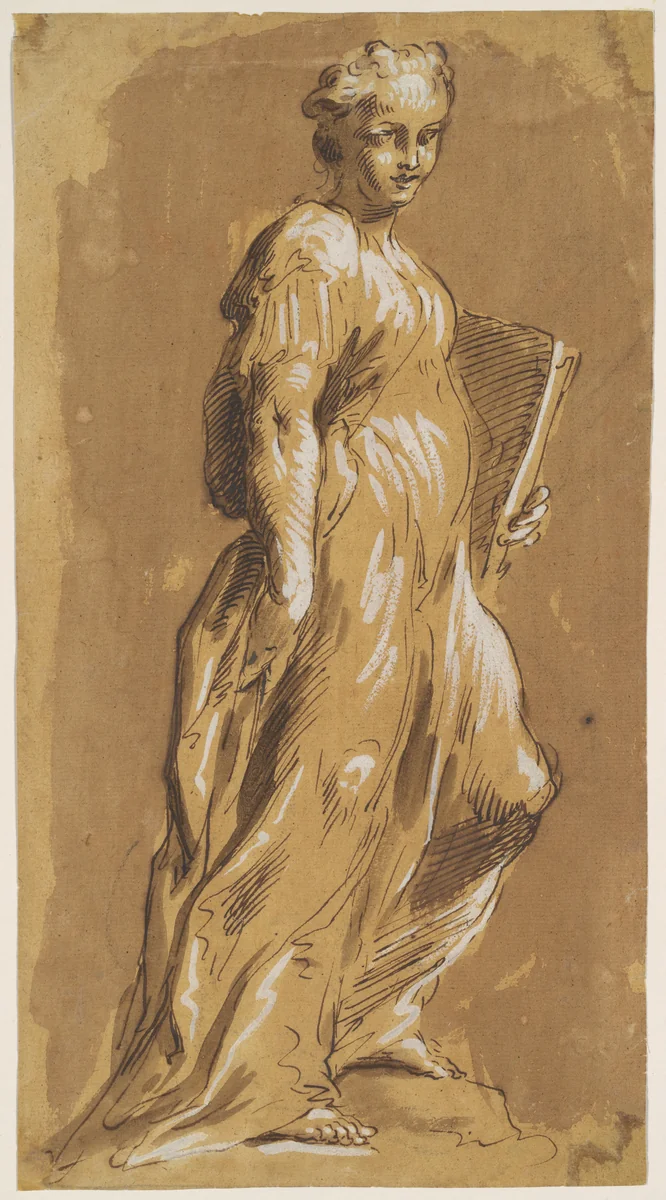 Allegorical Figure of a Woman by Pietro Antonio Novelli, drawing, 1742-1758