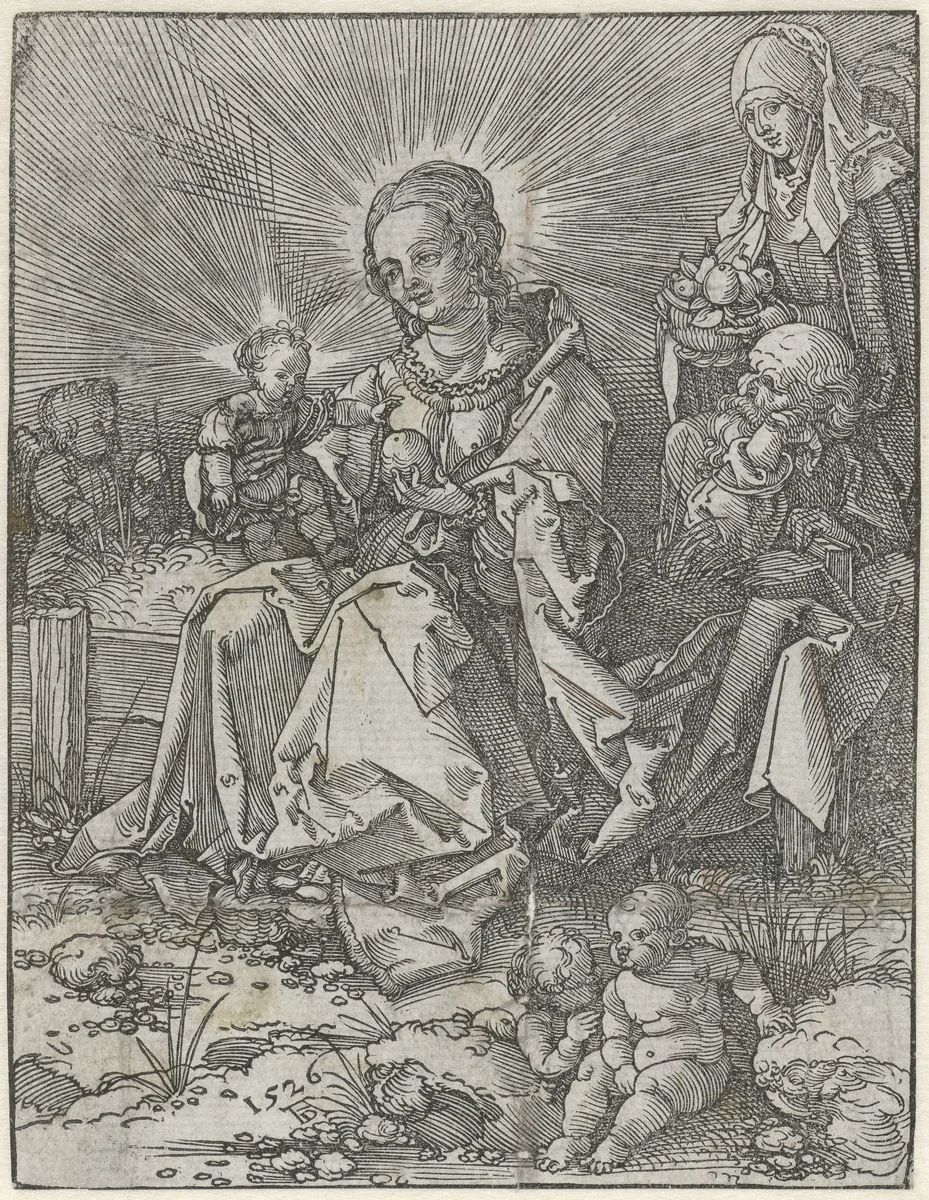 Maria met het Christuskind op een hekje by Unknown, print, 1526
