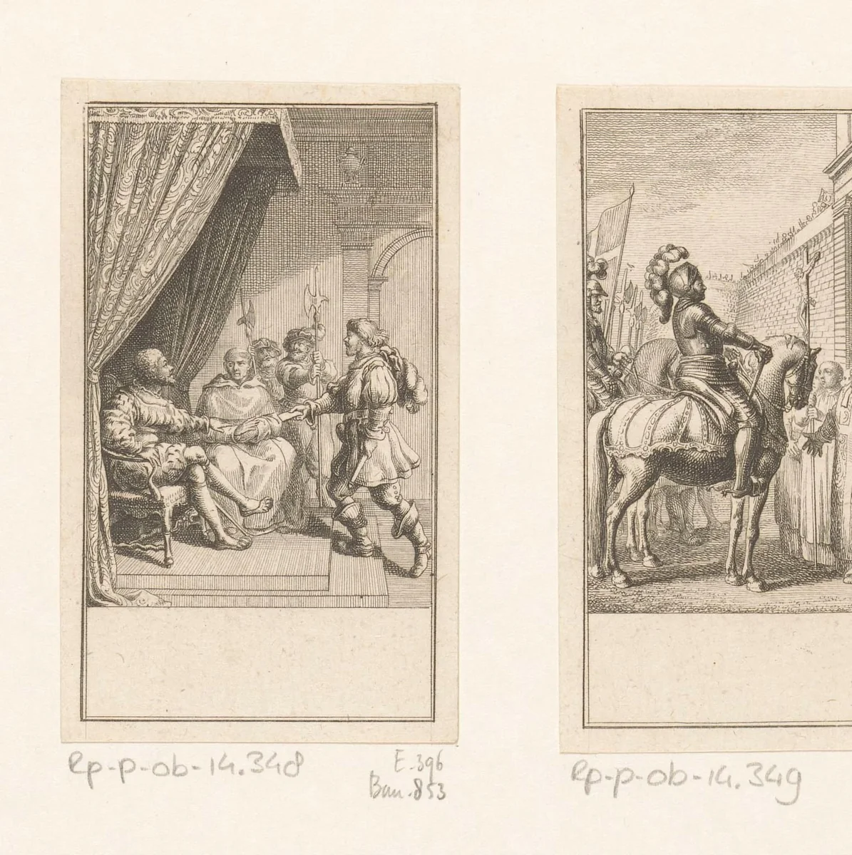 Lodewijk VII ontvangt een brief van Paus Eugenius III, in het bijzijn van Bernardus van Clairvaux by Daniel Nikolaus Chodowiecki, print, 1781