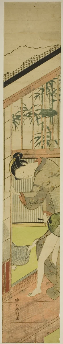 Man Pulling at a Woman's Kimono by Suzuki Harunobu (鈴木春信), print, 1763-1770