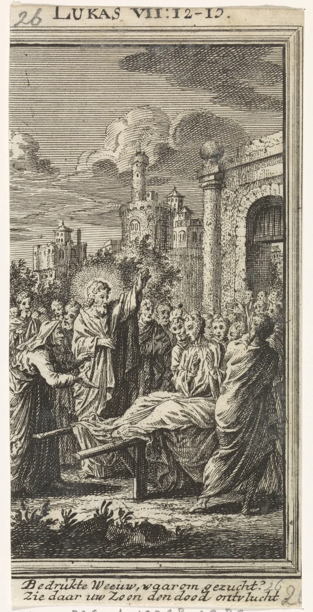Opwekking van de zoon van de weduwe van Naïn by anonymous, print, 1712