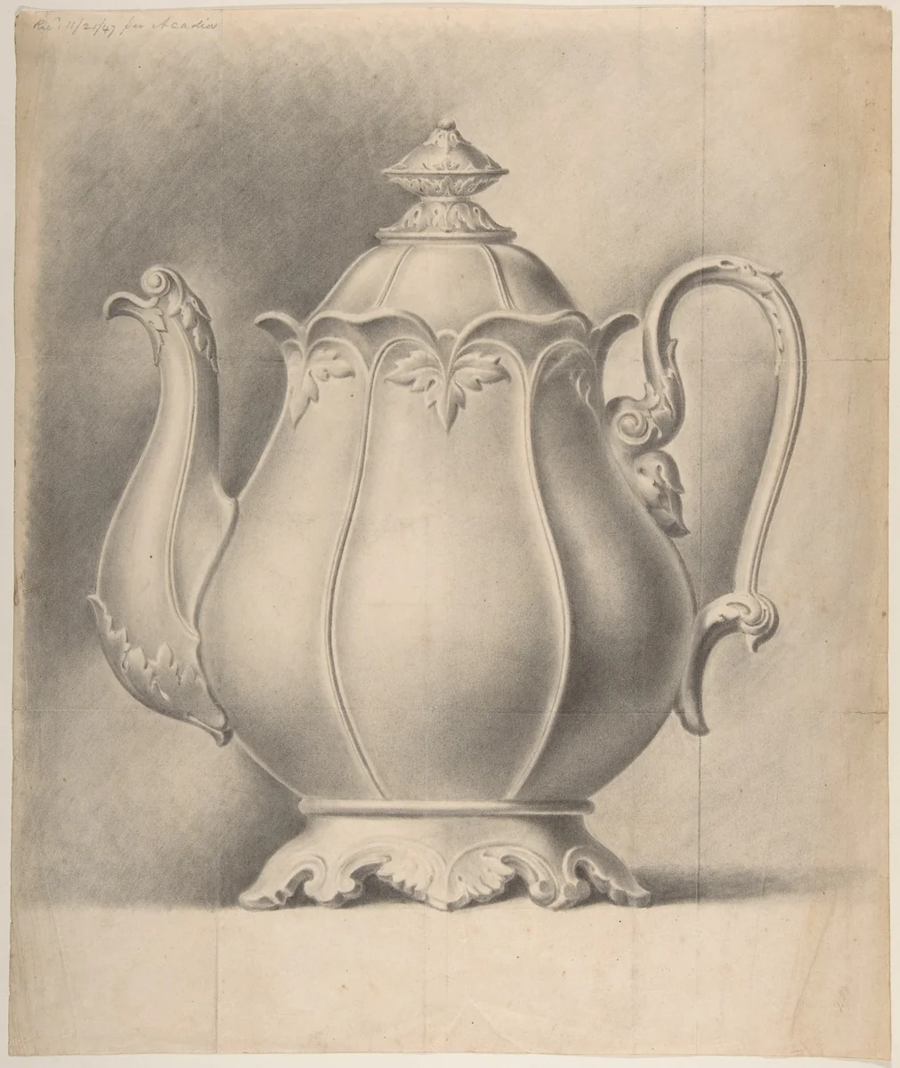 Design for a Tea Pot Removed from the Factory Record Book by Haviland & Co., drawing, 1850