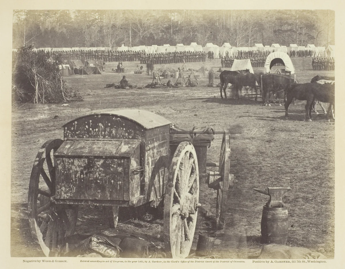 Inspection of Troops at Cumberland Landing, Pamunkey, Virginia by Wood and Gibson, photograph, 1862