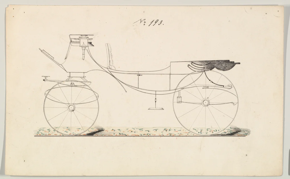 Design for Vis-à-vis/ Brougham, no. 193 by Brewster & Co., drawing, 1850-1870