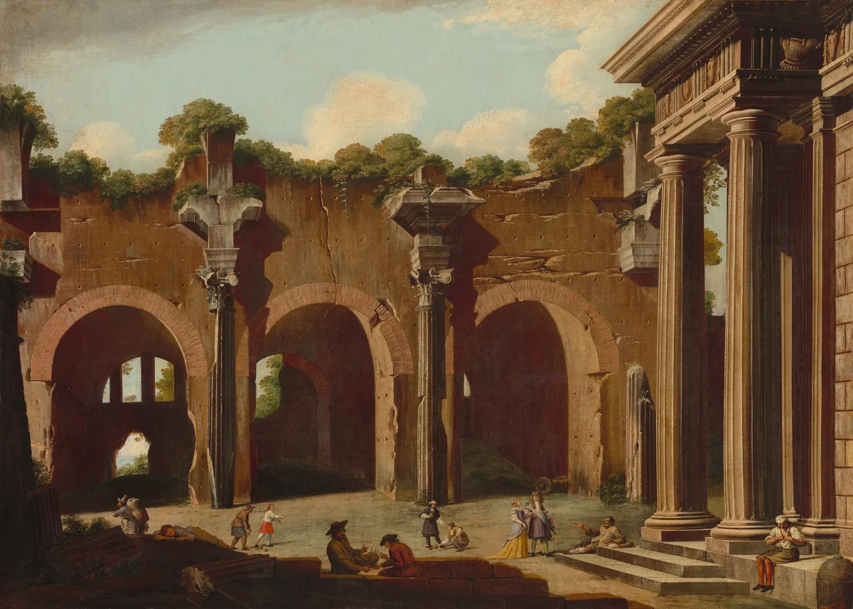 The Basilica of Constantine with a Doric Colonnade by Niccolò Codazzi, painting, 1685-1690
