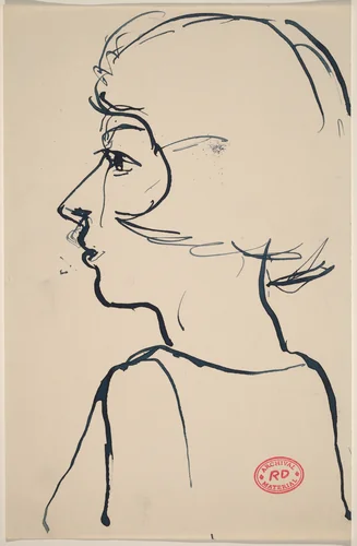 Untitled [young woman in profile, facing left] by Richard Diebenkorn, drawing, 1955-1967