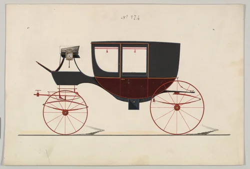 Coach # 874 by Brewster & Co., drawing, 1865-1875