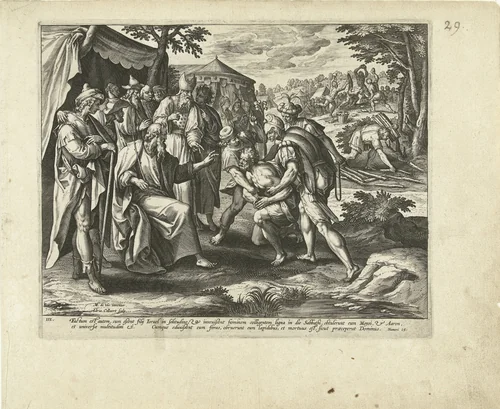 Bestraffing van de overtreder van de sabbat: het derde Gebod by Unknown, print, 1585-1589