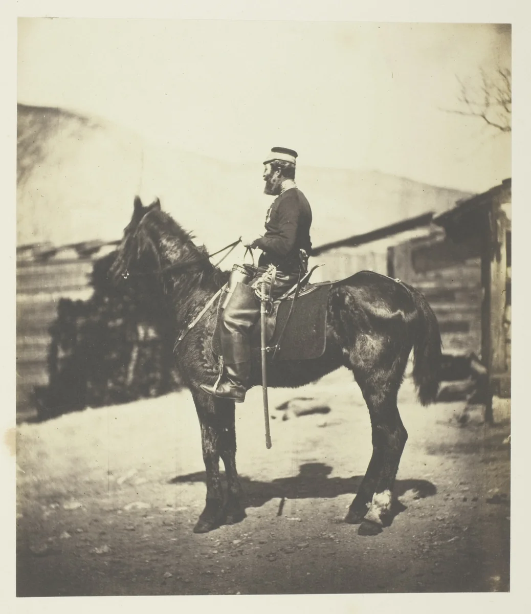 Quartermaster Hill, 4th Lt. Dragoons. The Horse taken immediately after the winter season. by Roger Fenton, photograph, 1855