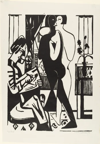 Artist and Model (Maler und Modell) by Ernst Ludwig Kirchner, print, 1936