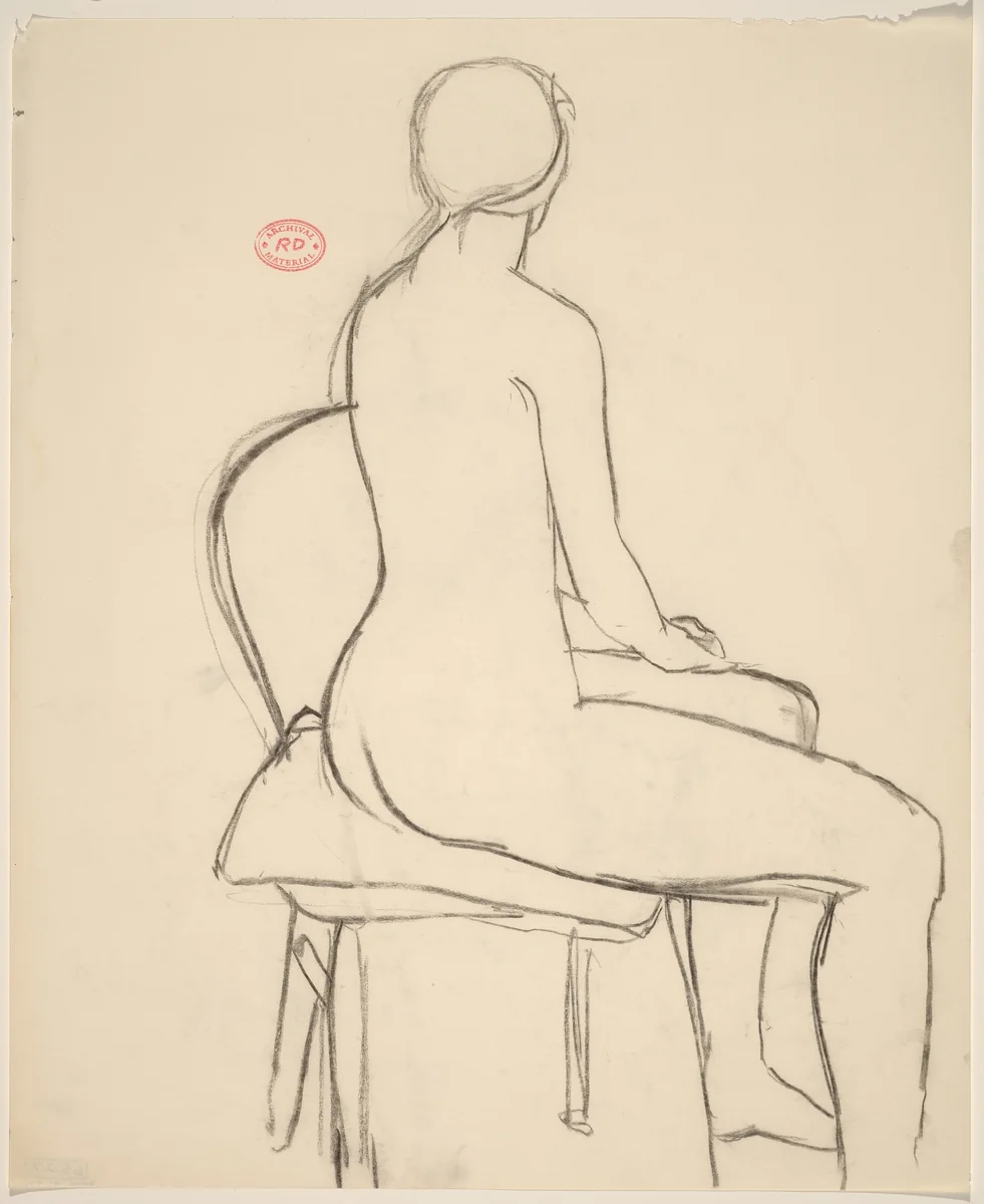 Untitled [female nude seated and turning away] by Richard Diebenkorn, drawing, 1955-1967