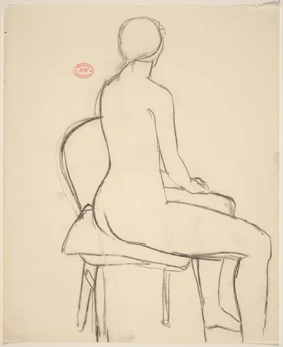 Untitled [female nude seated and turning away] by Richard Diebenkorn, drawing, 1955-1967