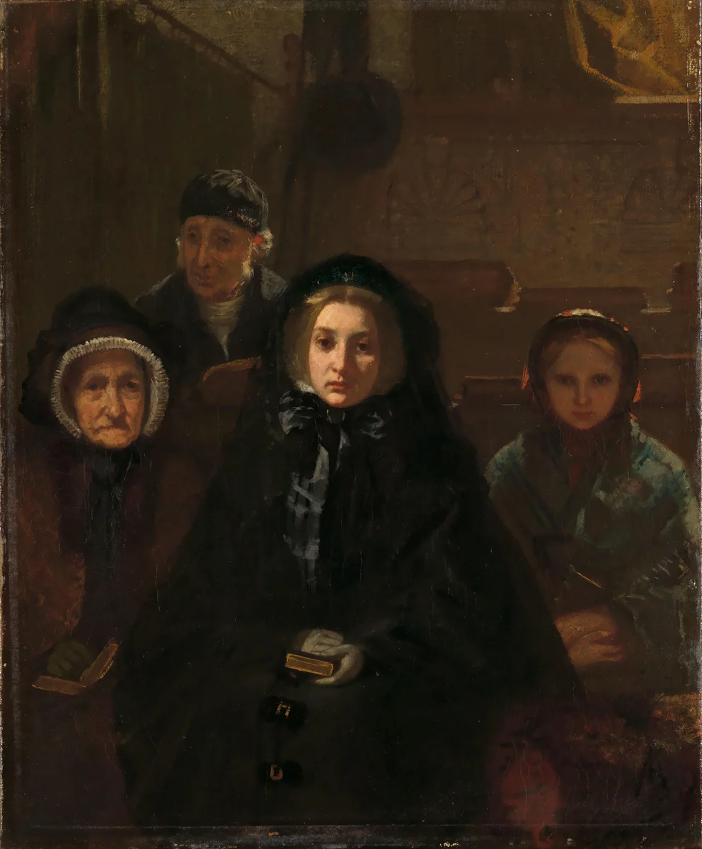 Early to Church by August Allebé, painting, 1861