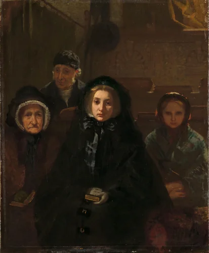 Early to Church by August Allebé, painting, 1861