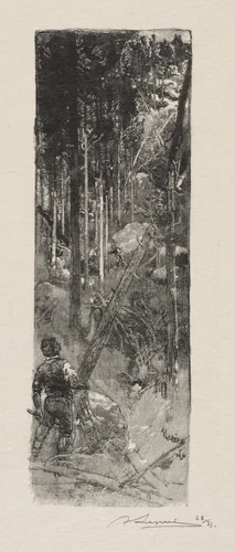Abattage des Pins by Auguste Louis Lepère, print, 1887