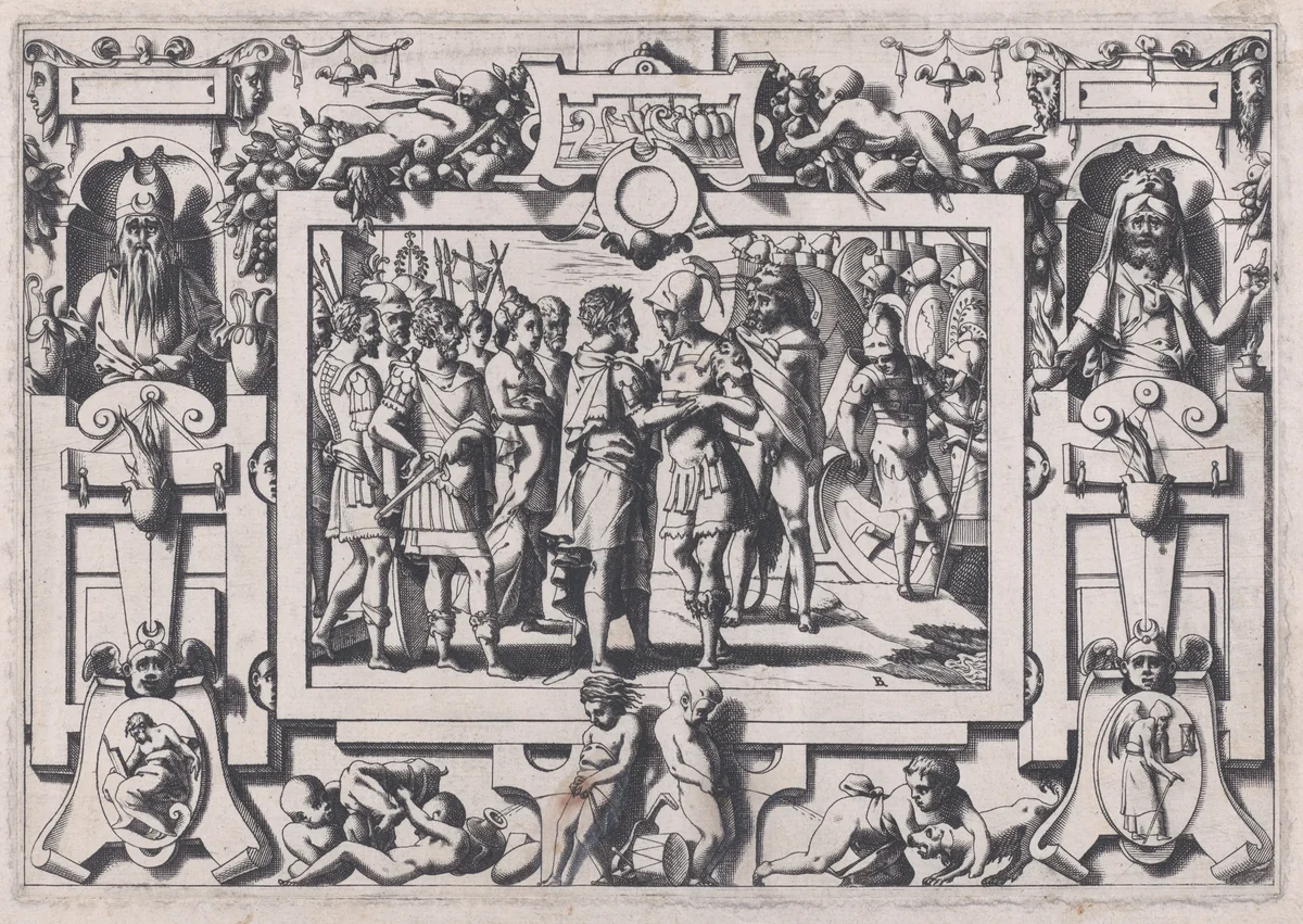 Jason Arrives at Colchis (Enfin parvint jusqu'en Colchis Jason...), from "Jason and the Golden Fleece" by René Boyvin, print, 1563