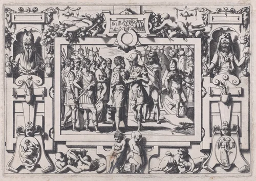 Jason Arrives at Colchis (Enfin parvint jusqu'en Colchis Jason...), from "Jason and the Golden Fleece" by René Boyvin, print, 1563