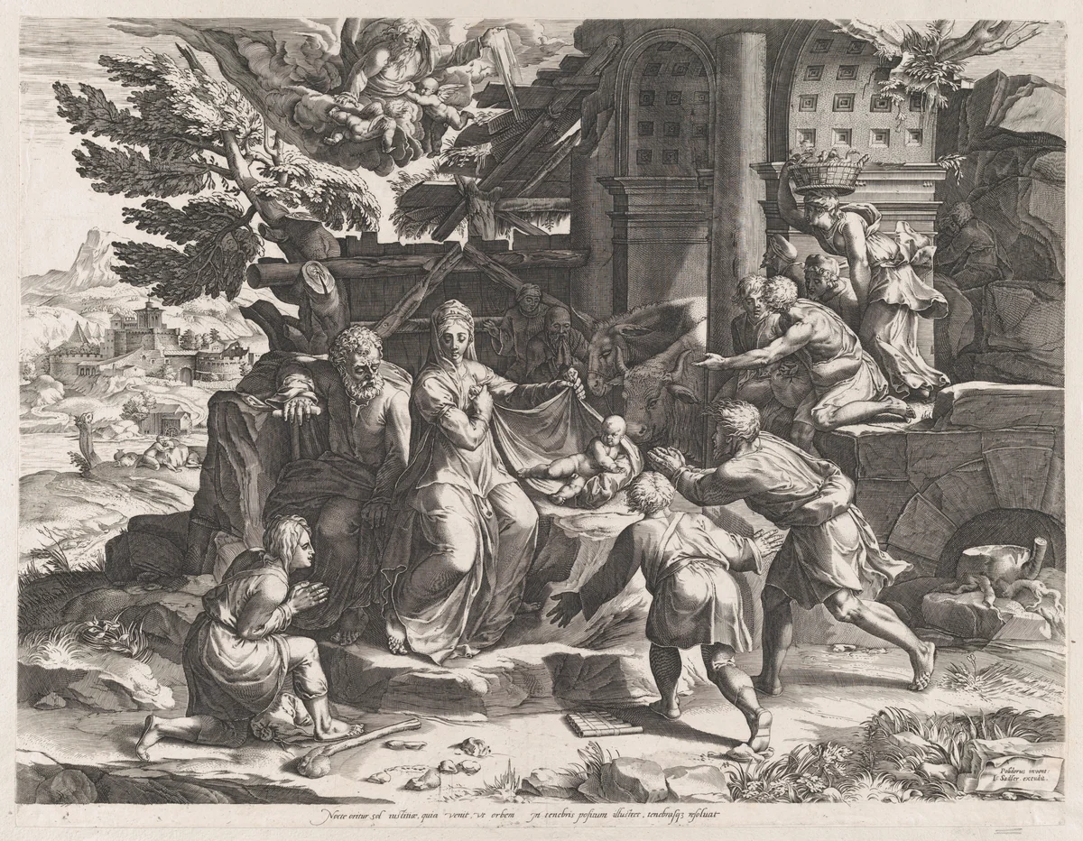 The Adoration of the Shepherds by Cornelis Cort, print, 1569
