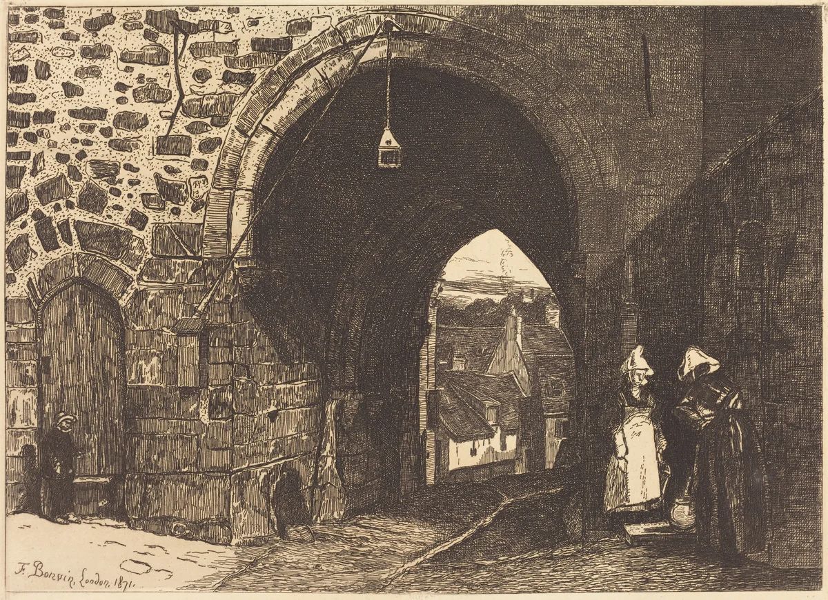 La Porte de St Malo à Dinan by François Bonvin, portfolio, 1871