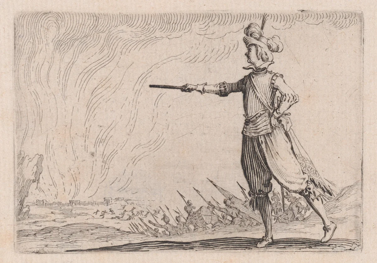 Le Commandant a Pied (The Commander on Foot), from "Les Caprices" Series B, The Nancy Set by Jacques Callot, print, 1617-1620