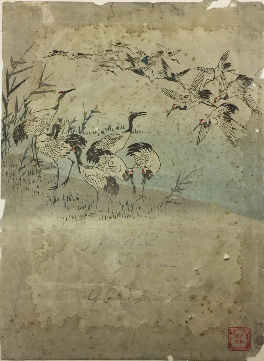 Herons Among Grasses by Utagawa Hiroshige (歌川広重), print, 1801-1900