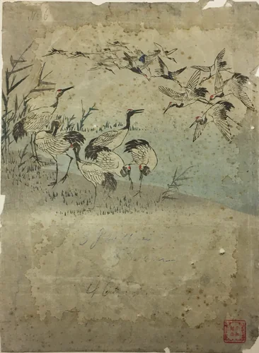 Herons Among Grasses by Utagawa Hiroshige (歌川広重), print, 1801-1900