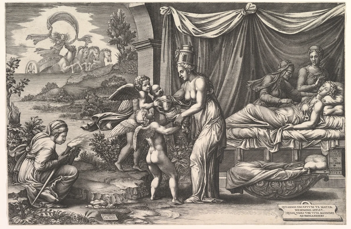 Allegory of Birth by Giorgio Ghisi, print, 1558