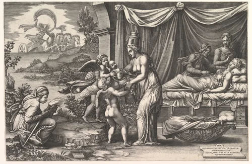 Allegory of Birth by Giorgio Ghisi, print, 1558