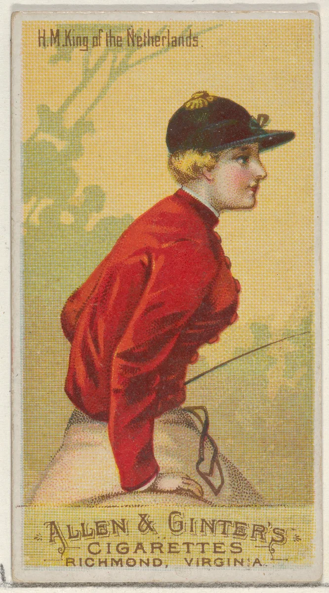 H.M. King of the Netherlands, from the Racing Colors of the World series (N22a) for Allen & Ginter Cigarettes by Allen & Ginter, print, 1888
