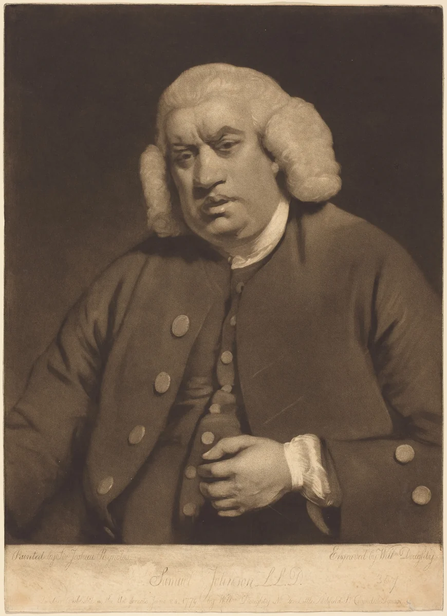 Samuel Johnson by William Doughty
Sir Joshua Reynolds, print, 1779