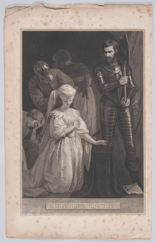 Mary, Queen of Scots at the execution block (from "The History of England") by David Hume, print, 1795