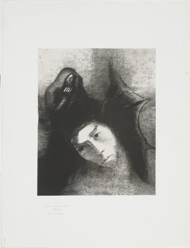 Anthony: What Is the Point of All This? The Devil: There Is No Point! (Antoine: Quel est le but de tout cela? Le Diable: Il n'y a pas de but!) from The Temptation of Saint Anthony (La Tentation de Saint-Antoine) by Odilon Redon, print, 1896