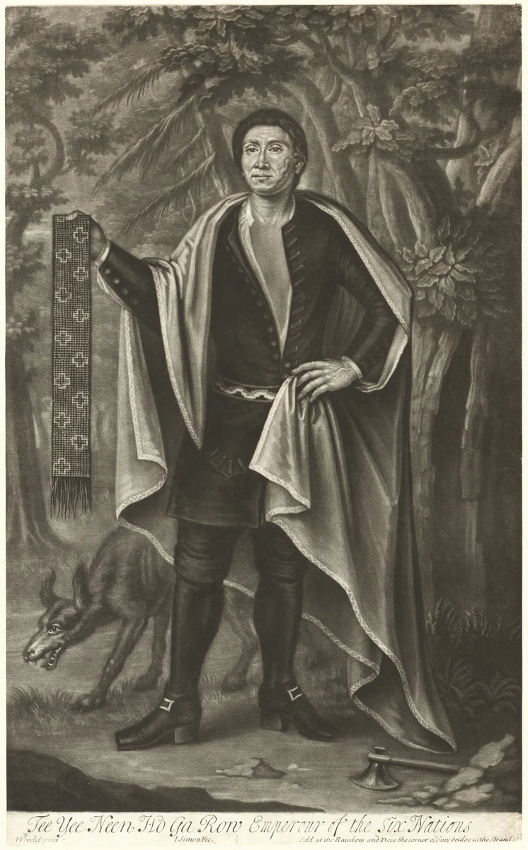 Tee Yee Neen Ho Ga Row, Emperor of the Six Nations by John Simon
John Verelst, print, 1675-1751