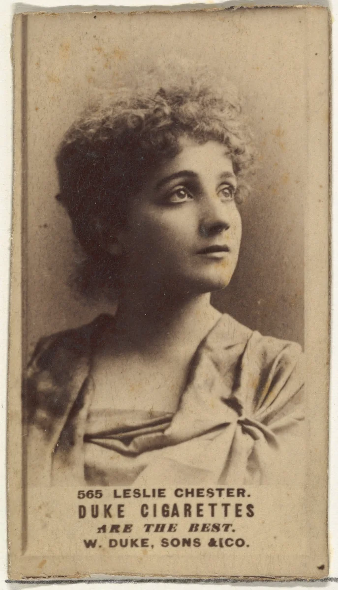 Card Number 565, Leslie Chester, from the Actors and Actresses series (N145-7) issued by Duke Sons & Co. to promote Duke Cigarettes by W. Duke, Sons & Co., photograph, 1880-1889