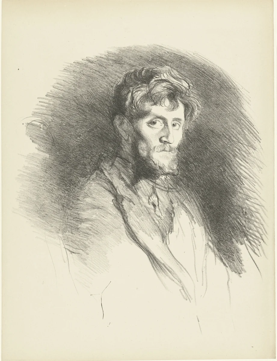 Portret van man met baard by Henri De Groux, print, 1895