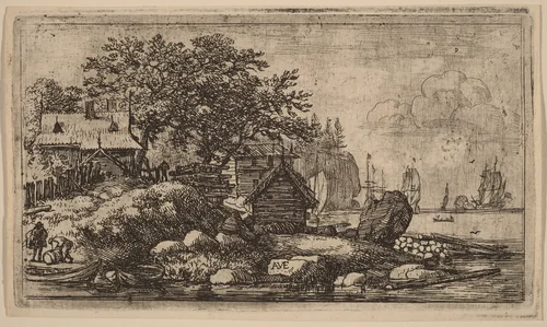 Two Empty Skiffs by Allart van Everdingen, print, 1645-1656