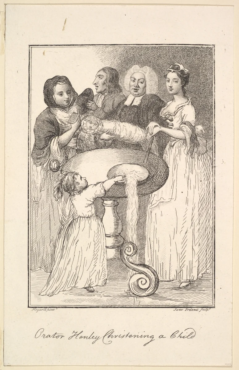 Orator Henley Christening a Child by Jane Ireland, print, 1794