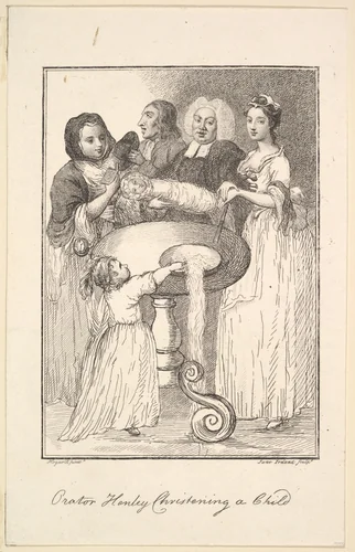 Orator Henley Christening a Child by Jane Ireland, print, 1794