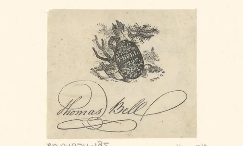 Ex libris van Thomas Bell by Thomas Bewick, print, 1797