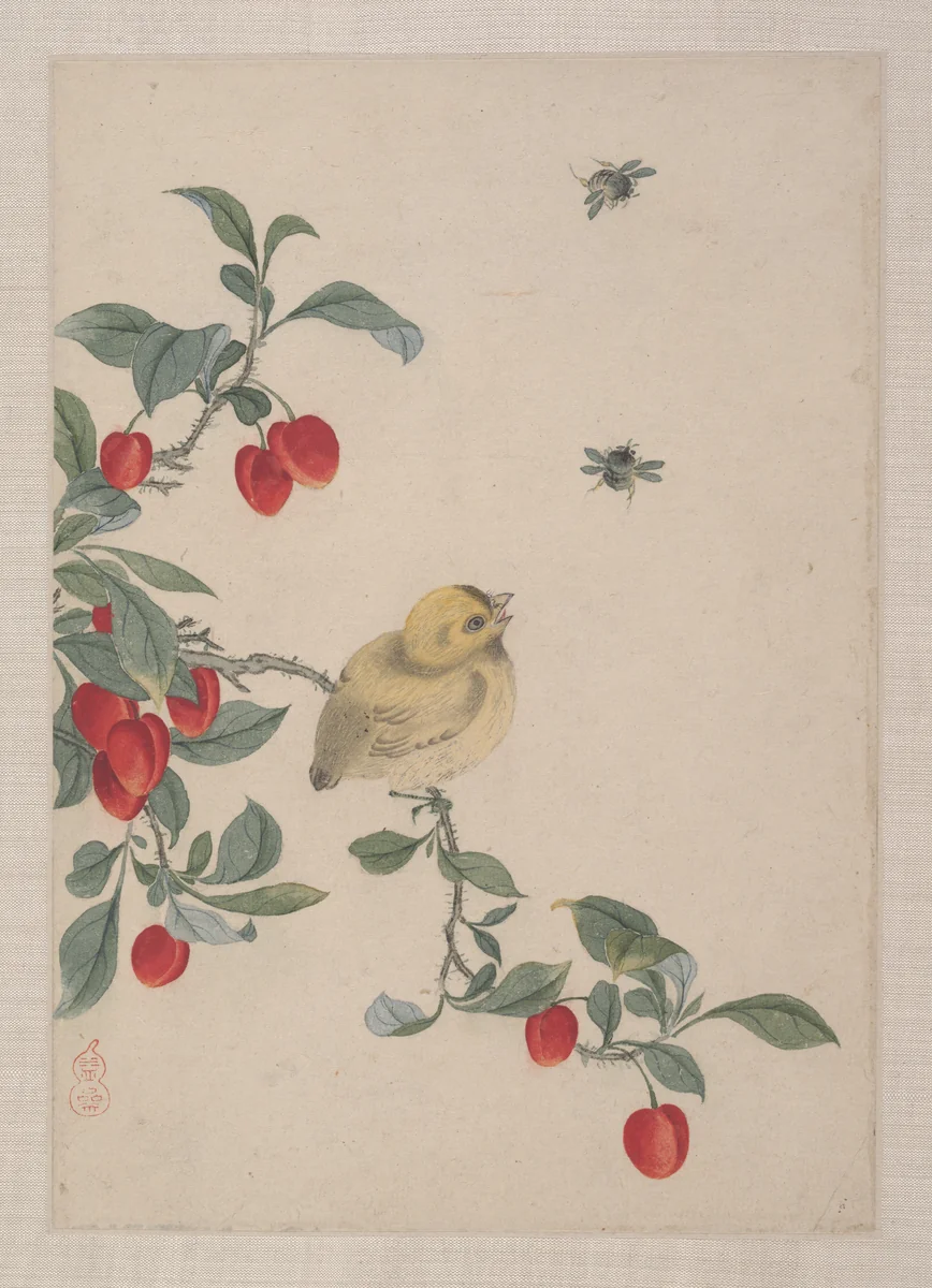 Birds, Insects and Flowers by Yi Zhai, painting, 1800-1899