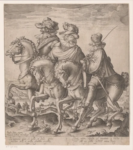 Duitse, Franse en Italiaanse man te paard by Unknown, print, 1582-1671