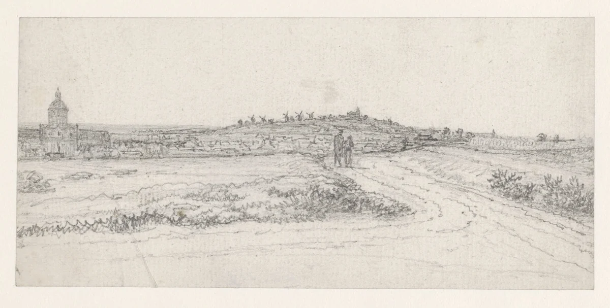 Montmartre en links de Val de Grâce by Georges Michel, drawing, 1773-1843