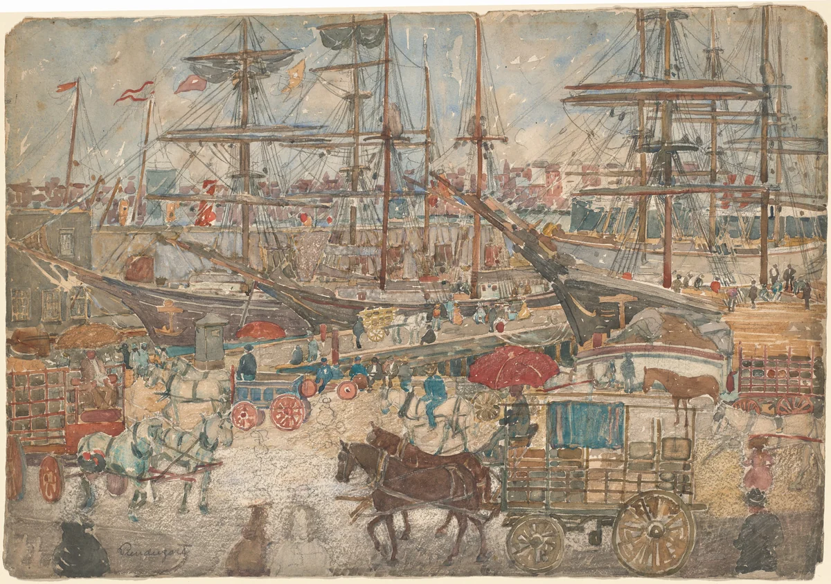 Docks, East Boston by Maurice Prendergast, drawing, 1900-1904