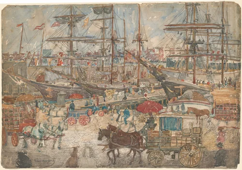 Docks, East Boston by Maurice Prendergast, drawing, 1900-1904