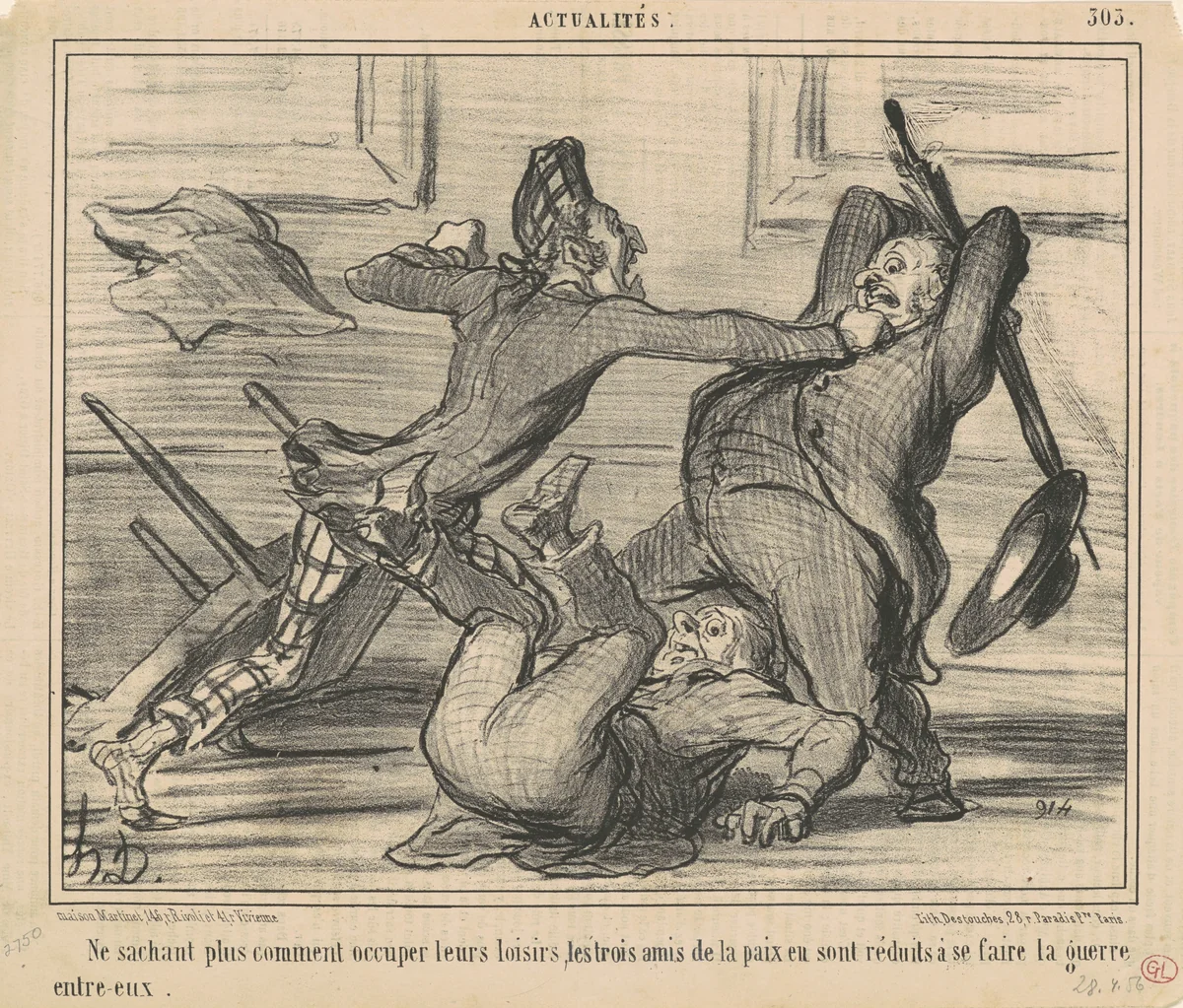 Ne sachant plus comment utiliser leurs loisirs ... by Honoré Daumier, print, 1856