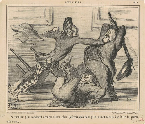 Ne sachant plus comment utiliser leurs loisirs ... by Honoré Daumier, print, 1856