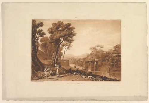 The Woman and Tambourine, part I, plate 3 from "Liber Studiorum" by Joseph Turner, print, 1807