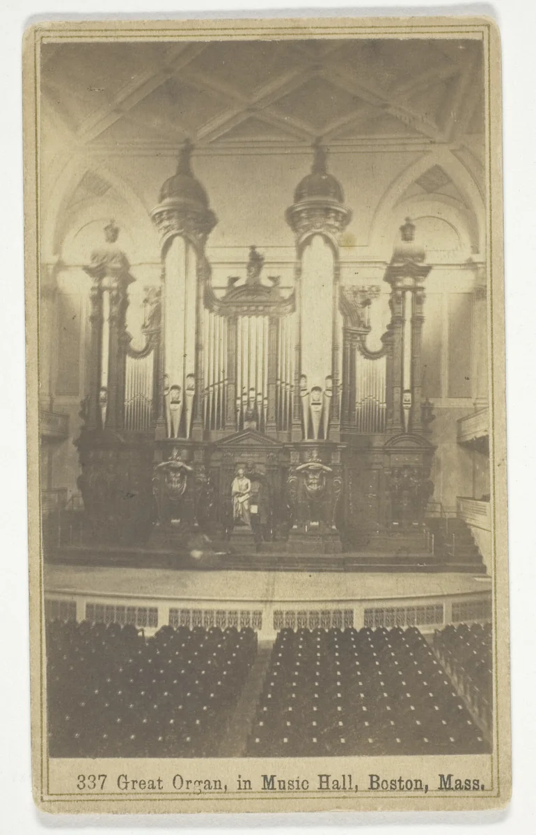 337 Great Organ, in Music Hall, Boston, Mass by Bierstadt Brothers, photograph, 1859-1900
