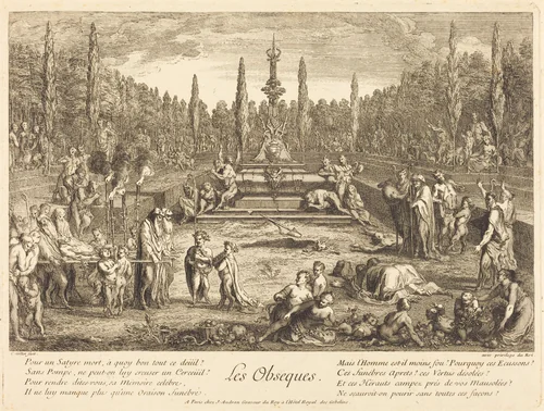 Les Obseques (The Funeral Rites) by Claude Gillot, print, 1673-1722