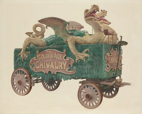 "Age of Chivalry" Circus Wagon by Howard Weld, index of american design, 1938